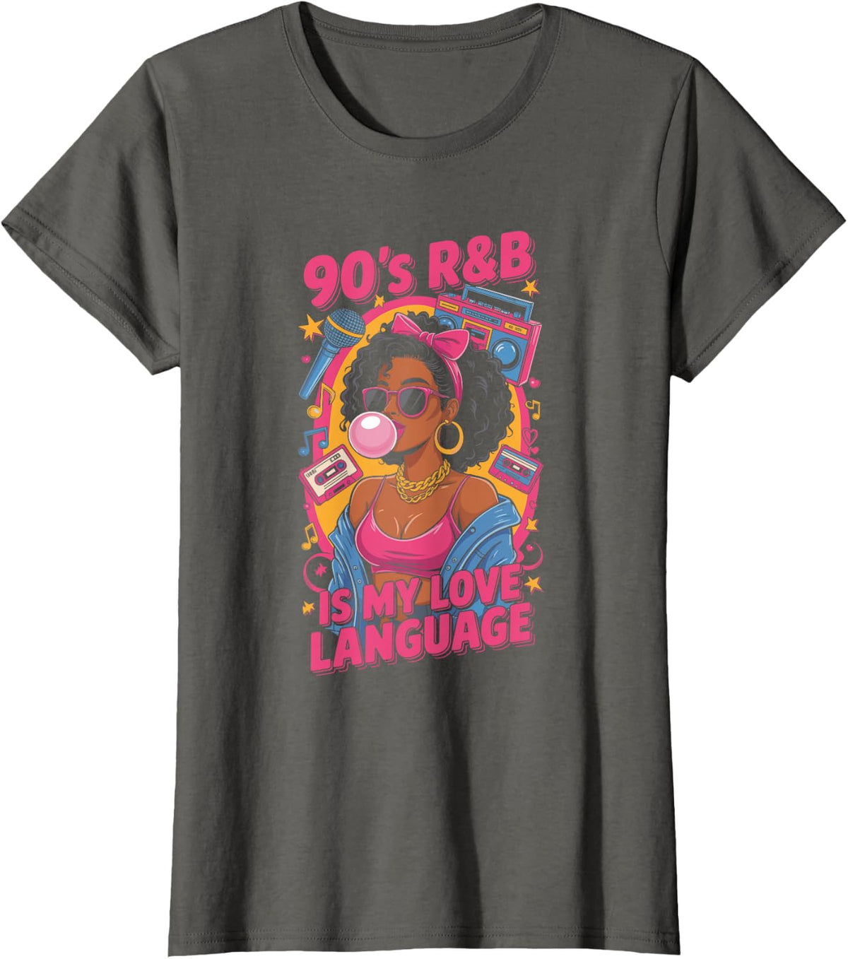 90's R&B Music Hip Hop R&B Is My Love Language T-Shirt - Asphalt Grey