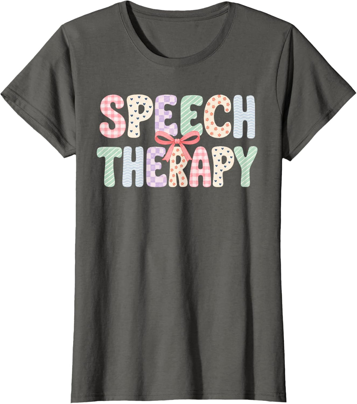 Speech Therapy Preppy Floral Speech-Language Pathologist T-Shirt - Asphalt Grey