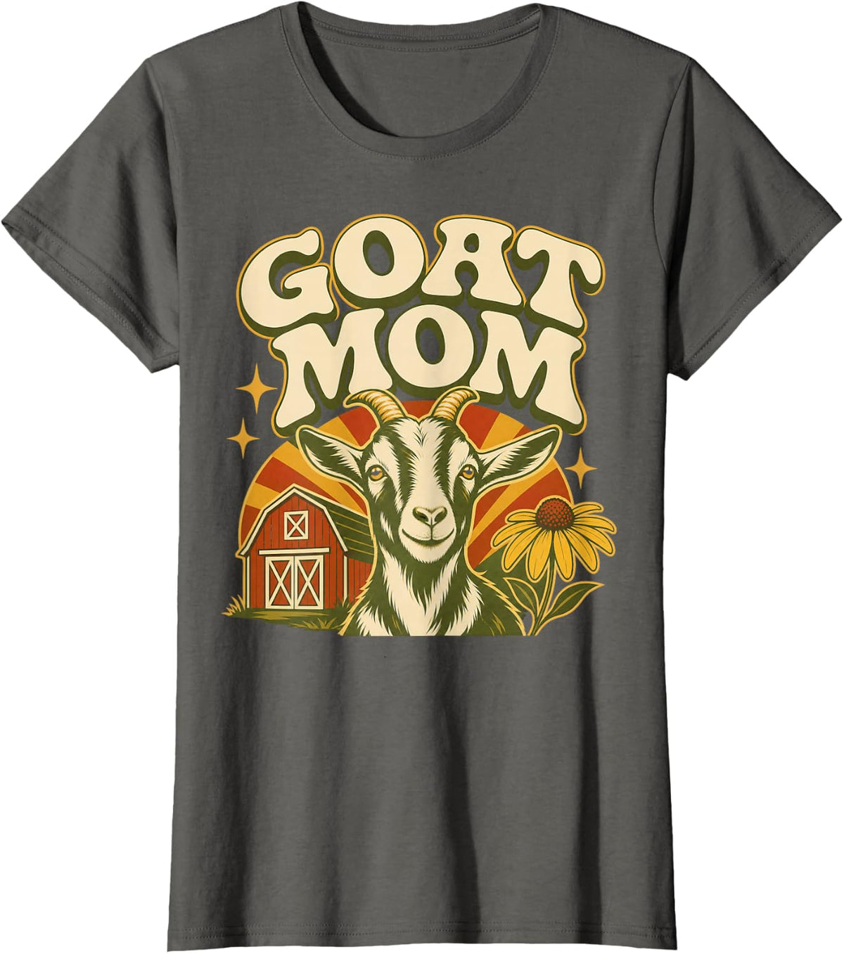 Goat Mom Farm Animals T-Shirt - Asphalt Grey