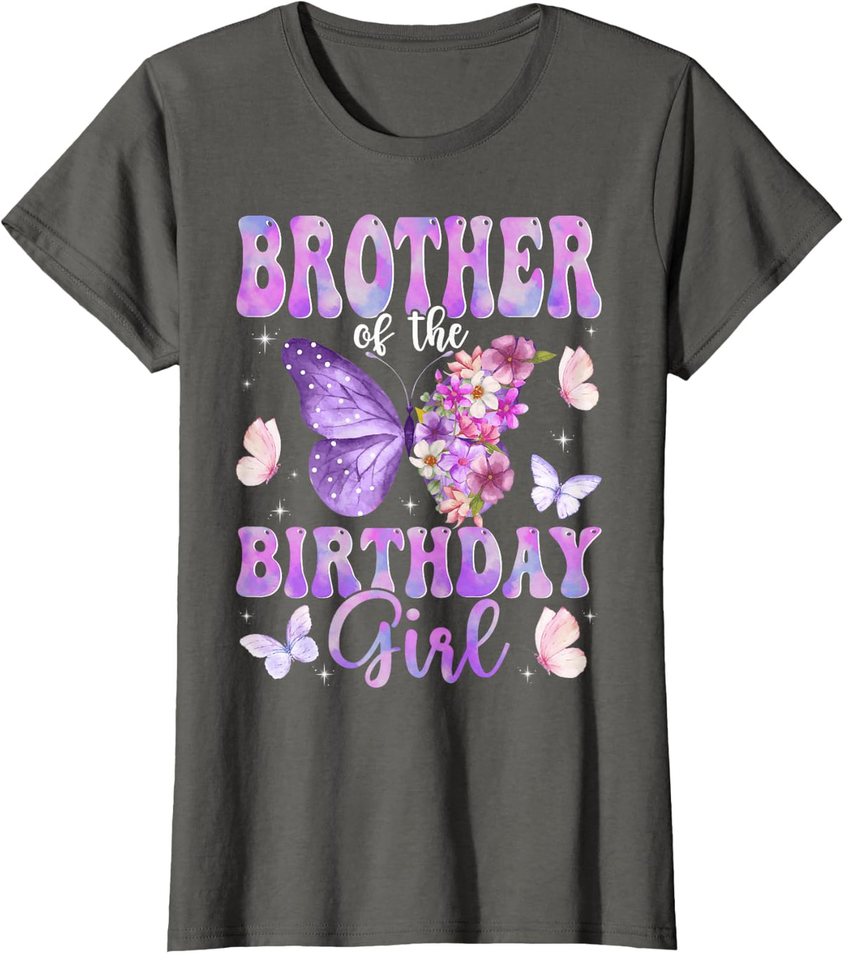 Brother of The Birthday Girl Butterfly Family Matching T-Shirt - Asphalt Grey