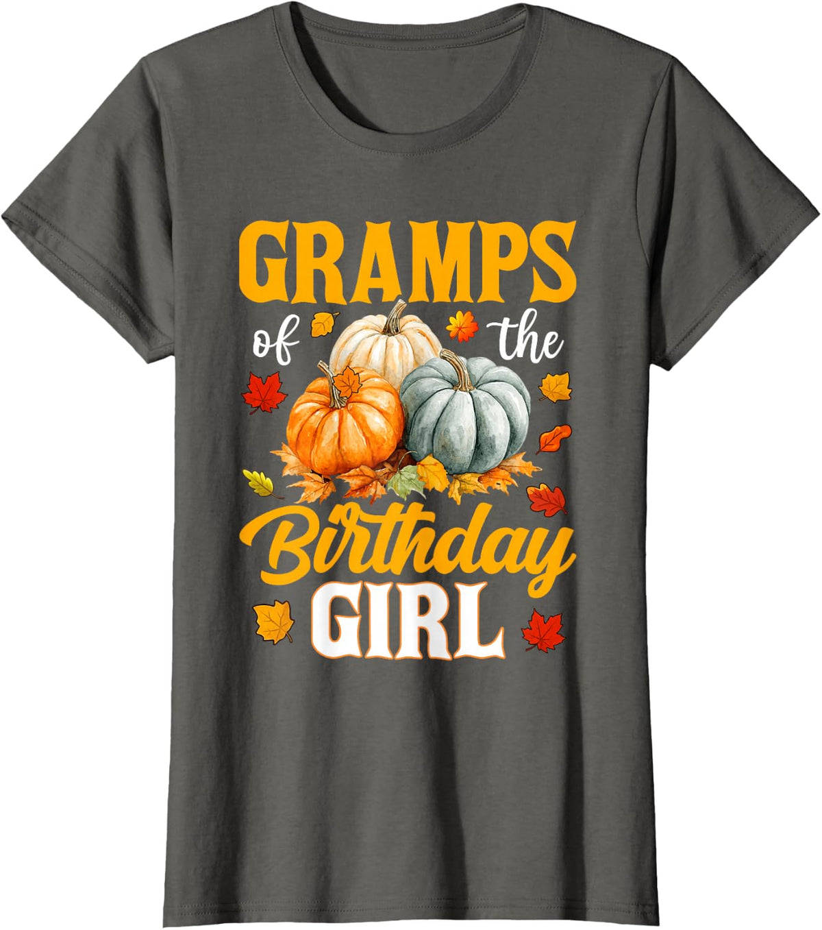 Gramps of The Birthday Girl Halloween Pumpkin T-Shirt - Asphalt Grey