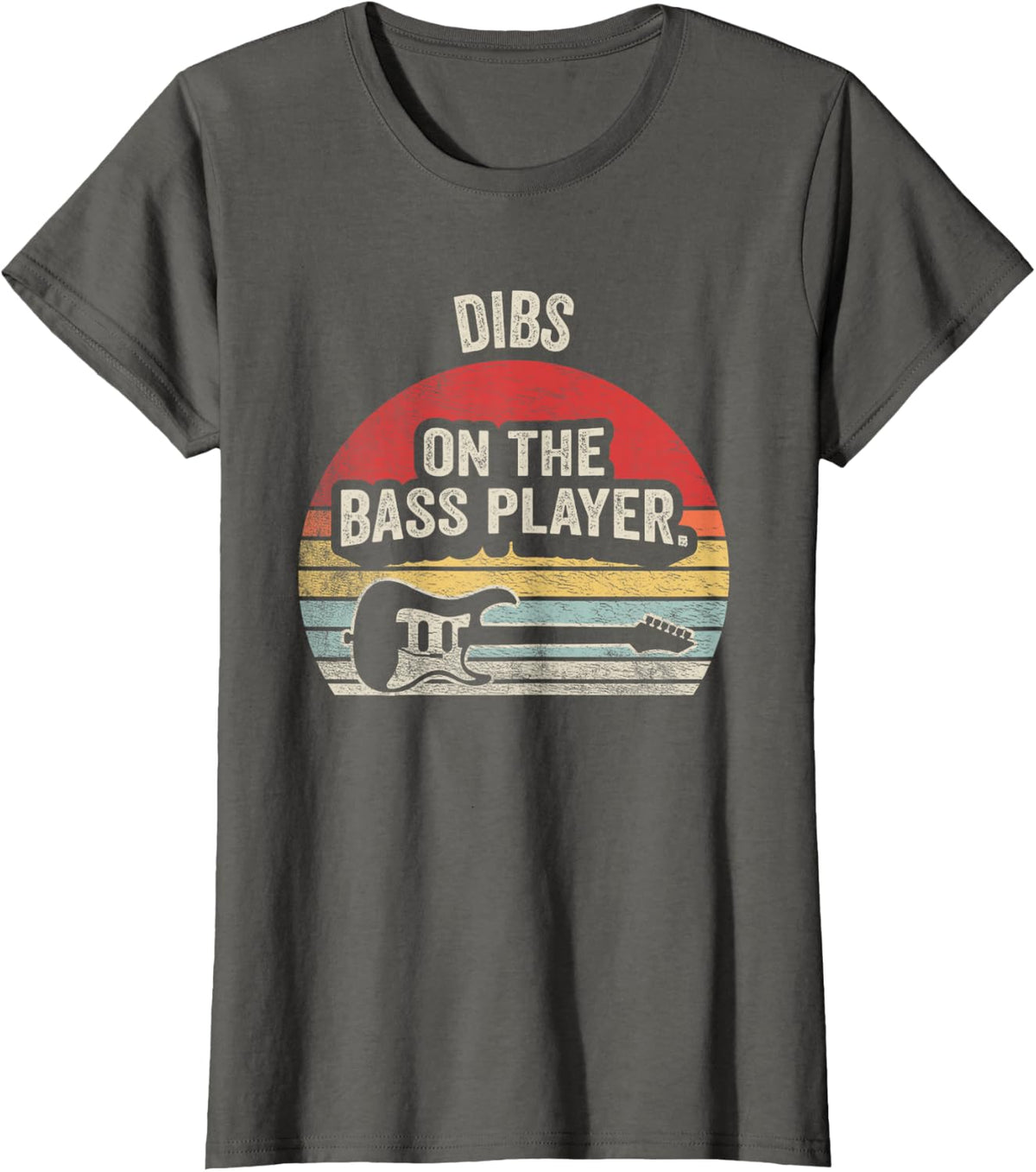 NICE 'N COOL Retro Vintage Dibs On The Bass Player Bassist T-Shirt - Asphalt Grey