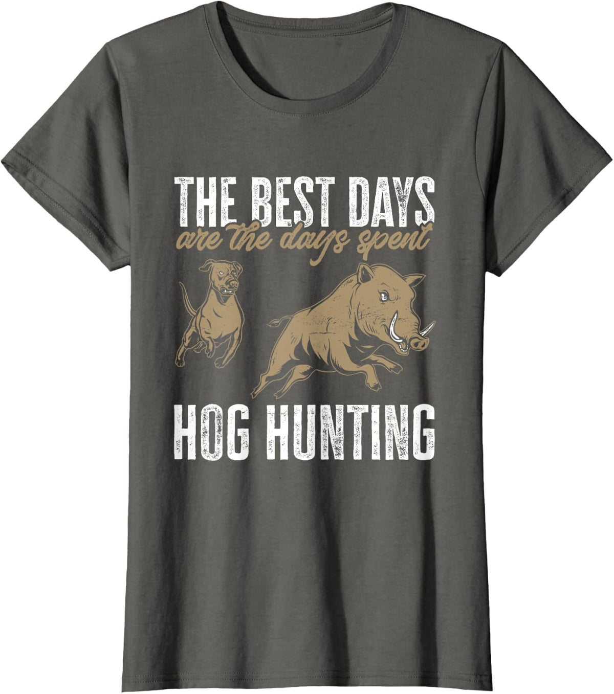 Wild Hog Hunting Dog Boar Hunting T-Shirt - Asphalt Grey