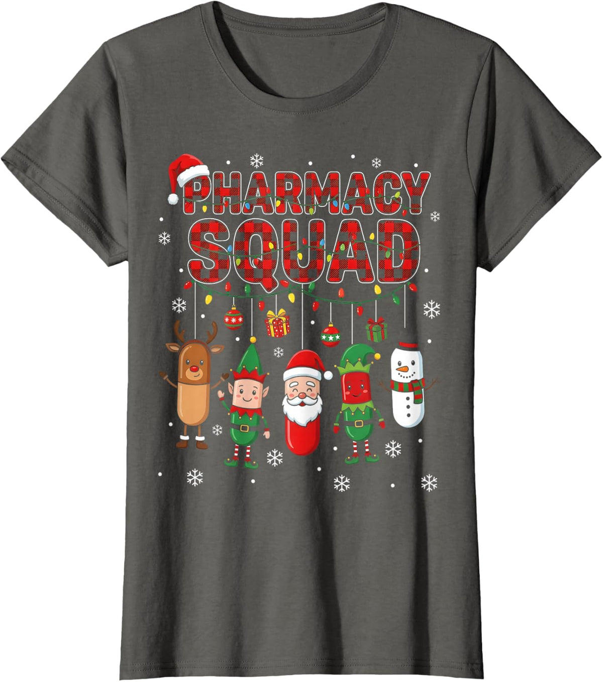 Pharmacy Squad Christmas Pharmacist Tech Holiday T-Shirt - Asphalt Grey