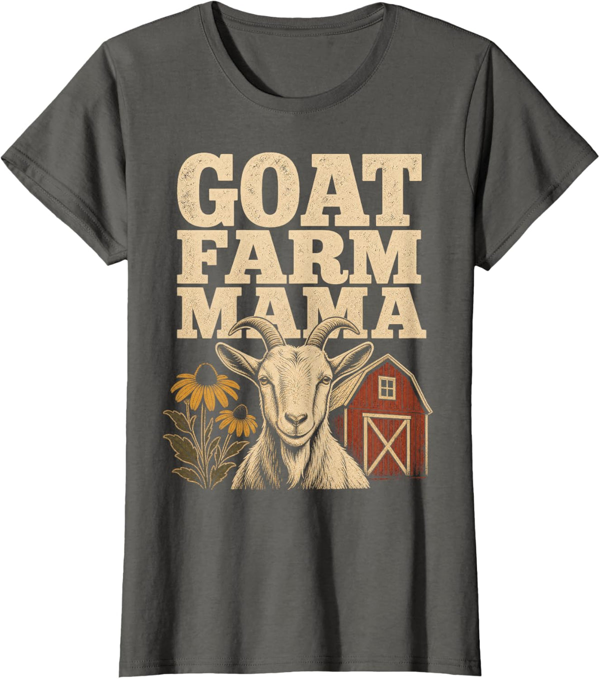 Goat Farm Mama Homestead Mother T-Shirt - Asphalt Grey