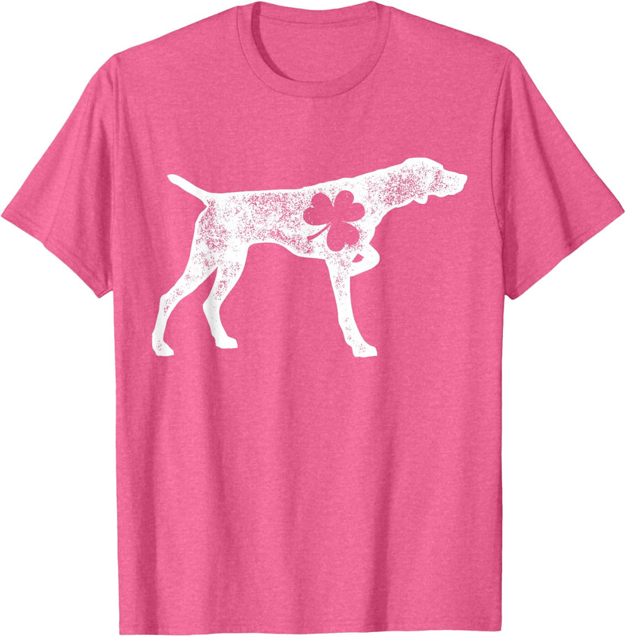 German Shorthaired Pointer St Patrick's Day Boys Shamrock Dog T-Shirt - Pink Heather