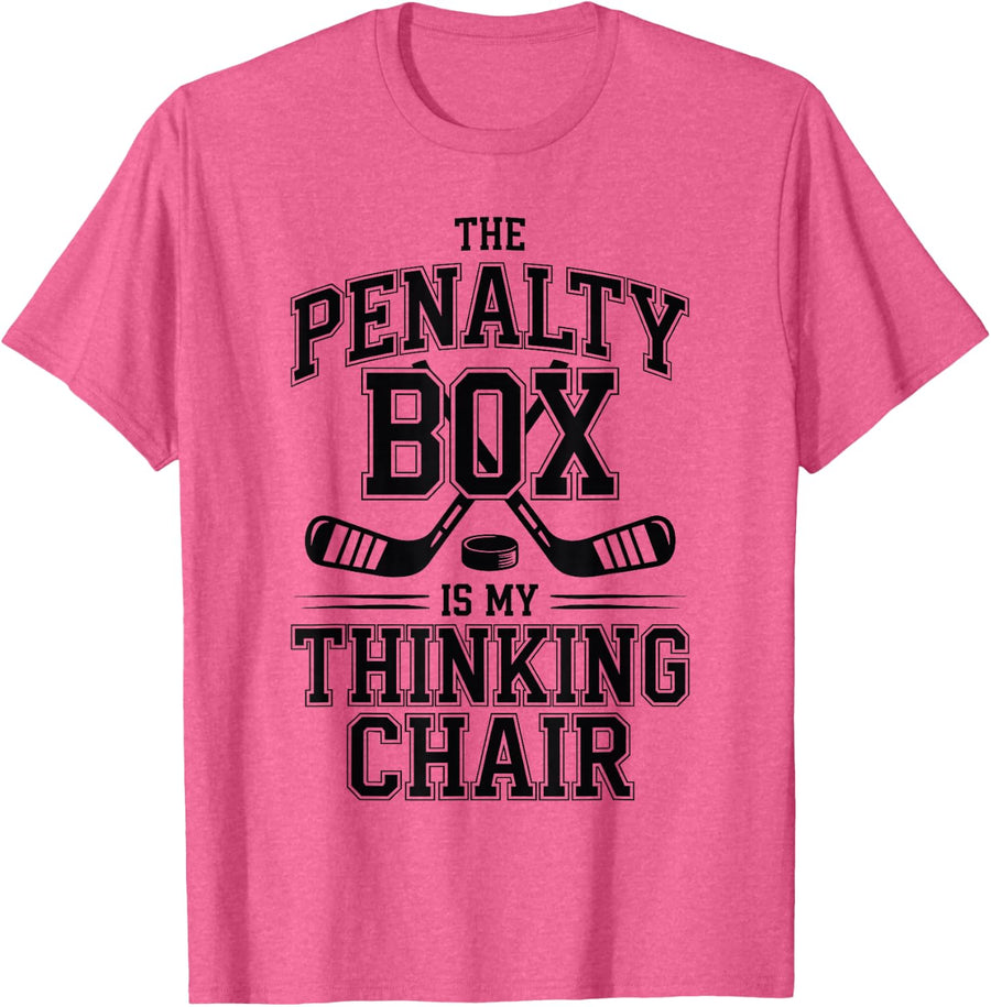 The Penalty Box is My Thinking Chair Funny Ice Hockey T-Shirt - Pink Heather