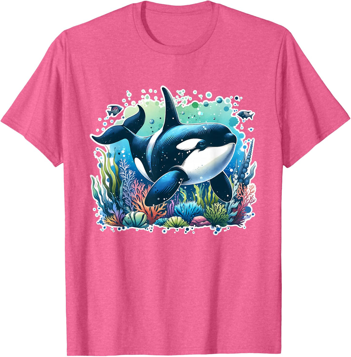 Orca Beautiful Whale Animal Graphic Orca T-Shirt - Pink Heather