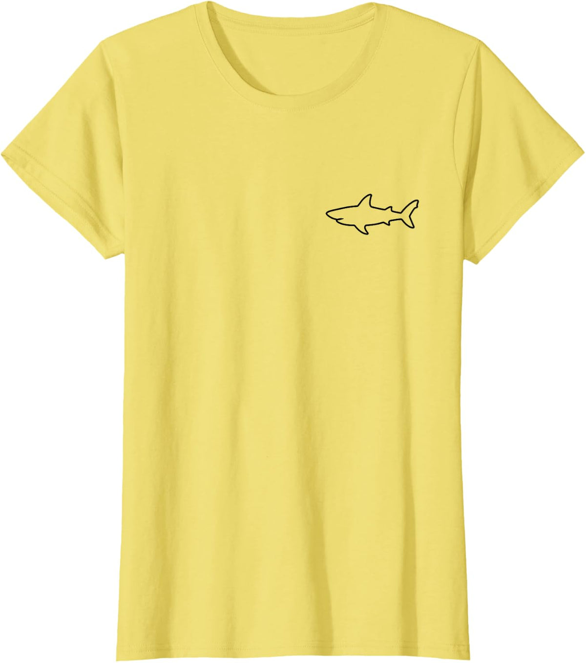 Minimalist Shark Pocket Badge Icon Ocean T-Shirt - Lemon Yellow