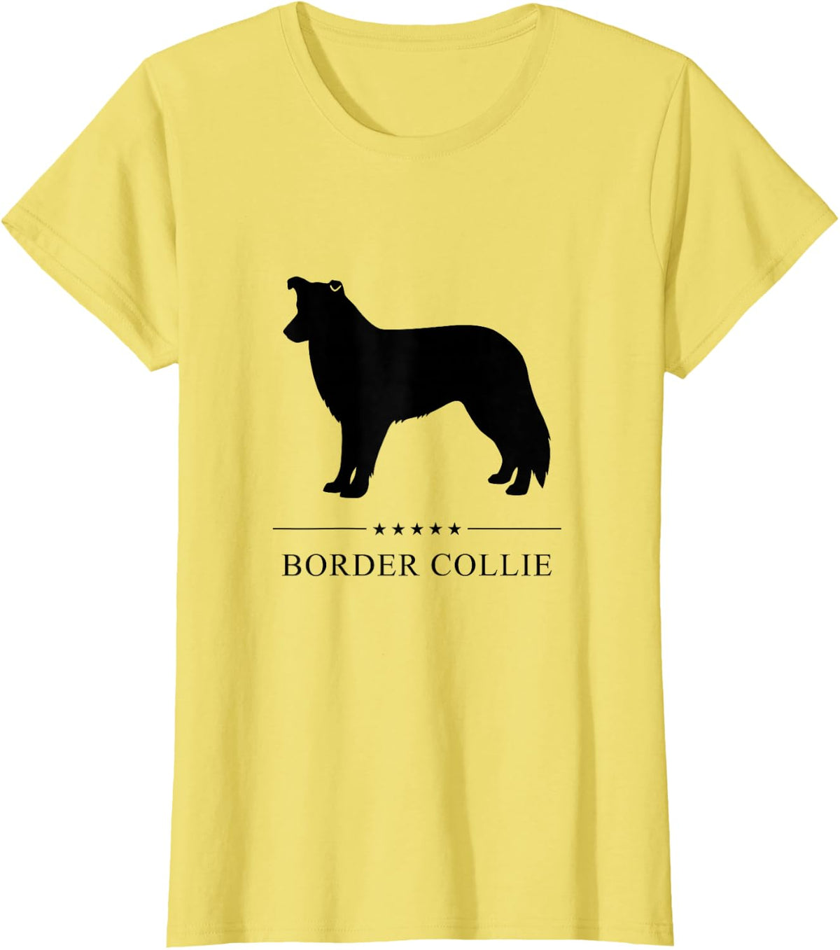 Border Collie Black Silhouette T-Shirt - Lemon Yellow