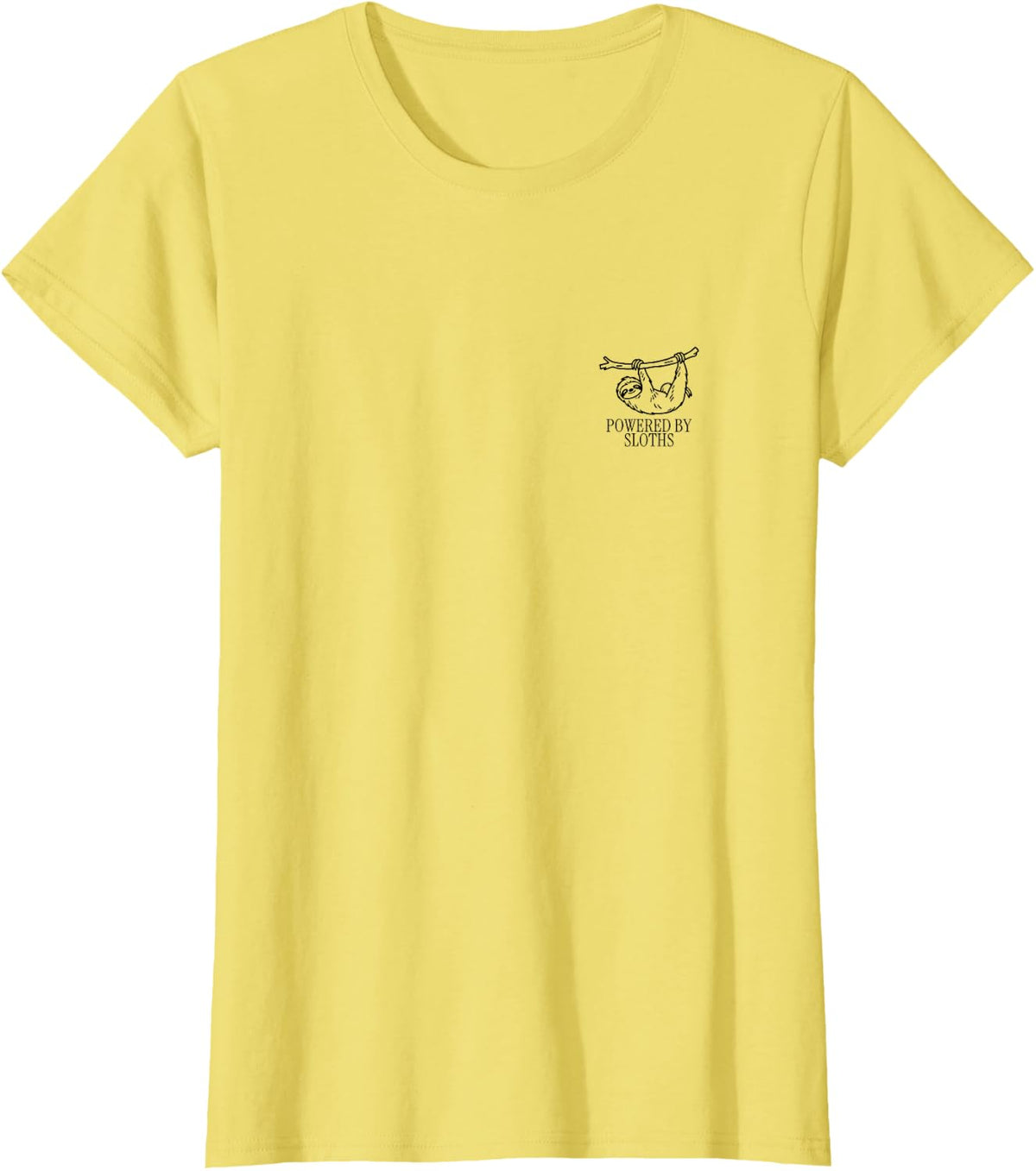 Powered By Sloths Minimalist Lazy Animal Lover Humor T-Shirt - Lemon Yellow