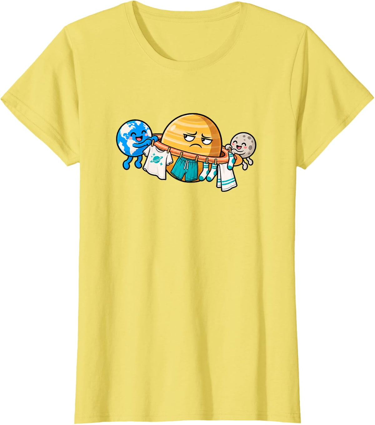 Saturn Rings Laundry Space Planet Astronomy Humor T-Shirt - Lemon Yellow