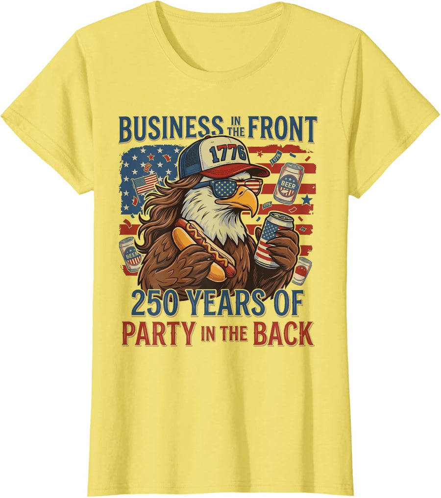 Funny Eagle Mullet Tee Business in The Front Party in The Back T-Shirt for Men Women - Lemon Yellow