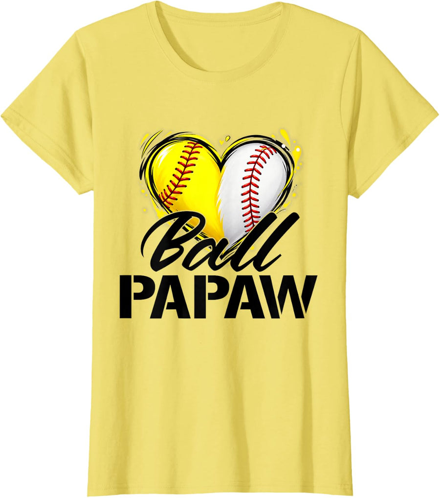 Ball Papaw Baseball Softball Player Sports Lover T-Shirt - Lemon Yellow