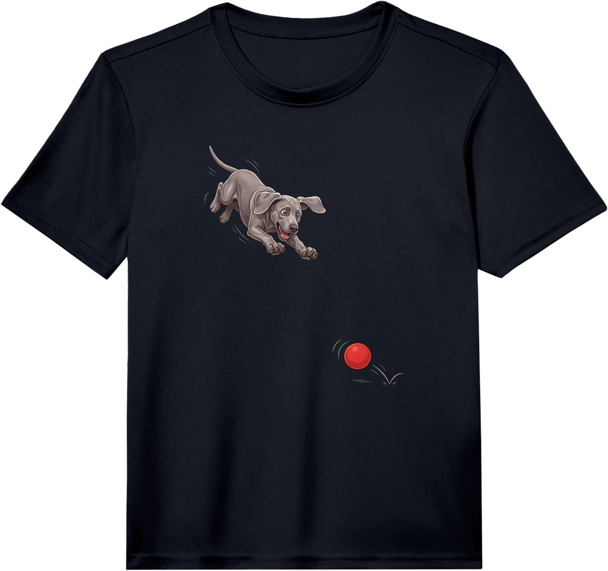 Funny Weimaraner Chasing Ball Dog Humor Performance T-Shirt - Black