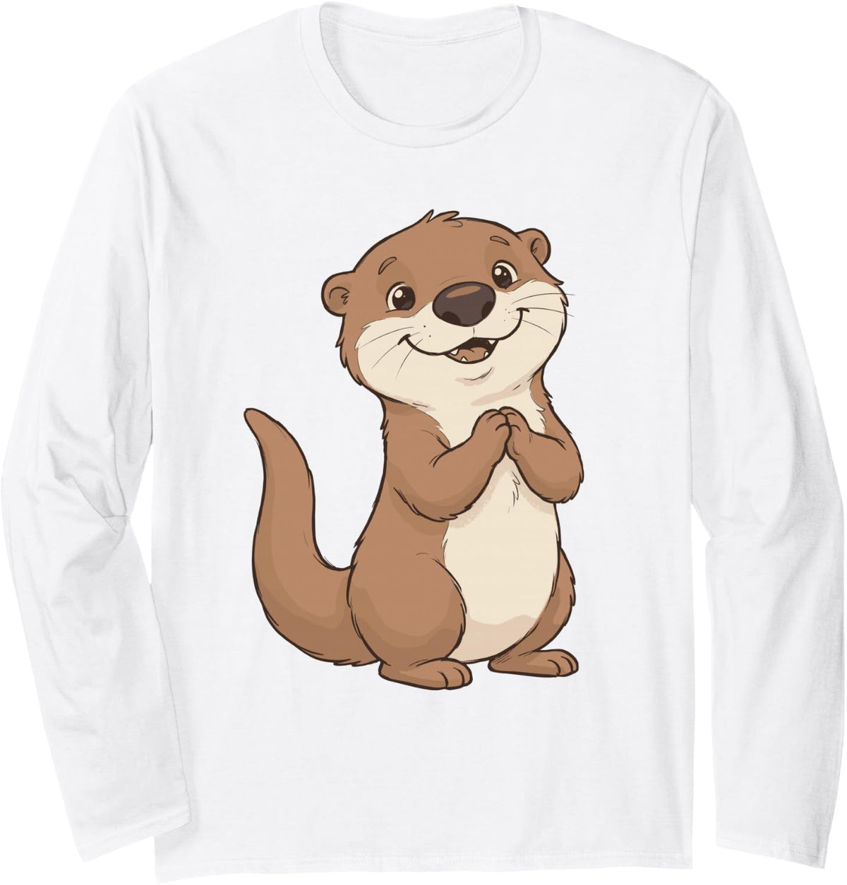 Cute Otter Otters Wildlife Animal Nature Lover Tee Long Sleeve T-Shirt - Adult Unisex White