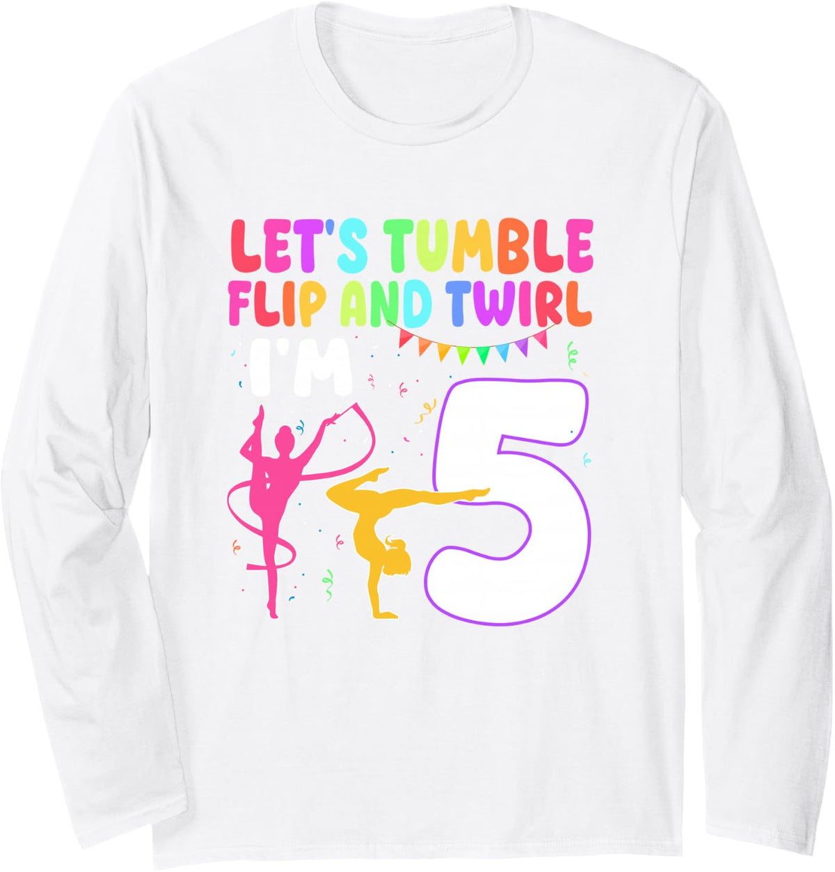 5 Year Old Gymnast Girl 5th Gymnastics Birthday Party Long Sleeve T-Shirt - Adult Unisex White