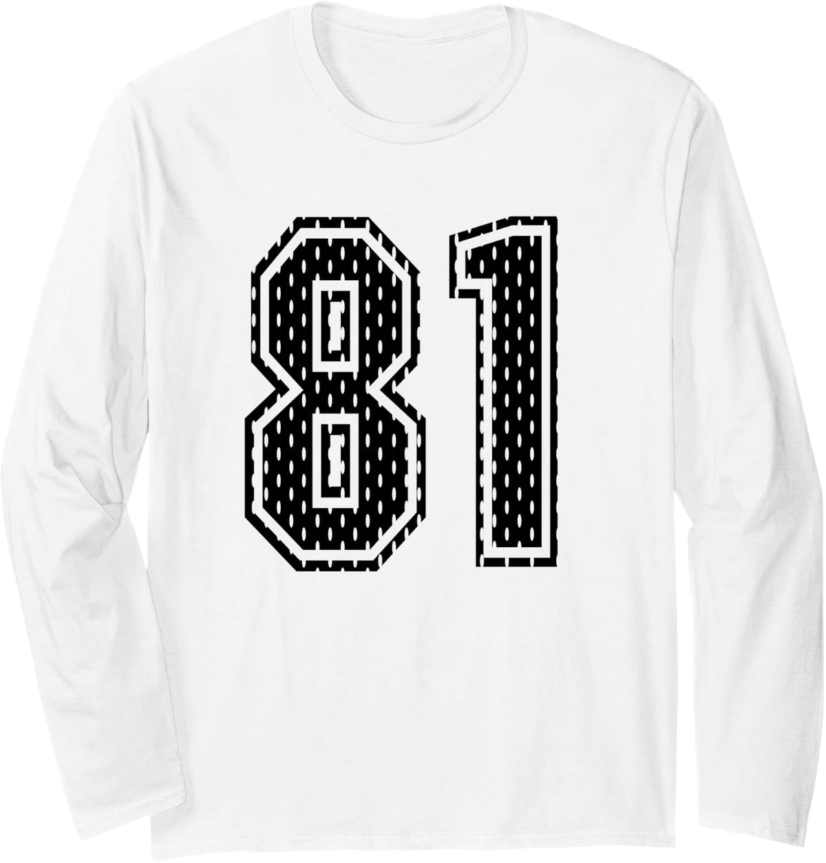 Black Number 81 Sports Fan #81 Jersey Shirt Team Player Long Sleeve T-Shirt - Adult Unisex White