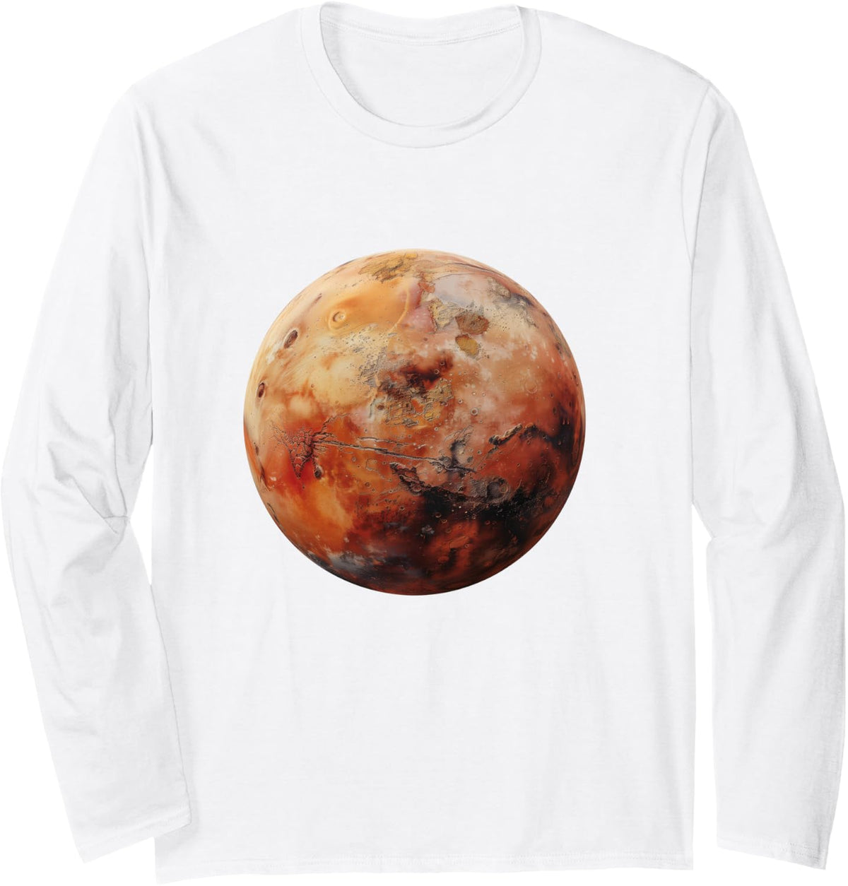 Mars Graphic Space Science Long Sleeve T-Shirt - Adult Unisex White