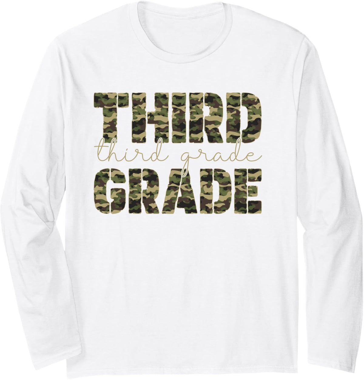 3rd Grade Back to School Camo Third Grade Teacher Student Long Sleeve T-Shirt - Adult Unisex White
