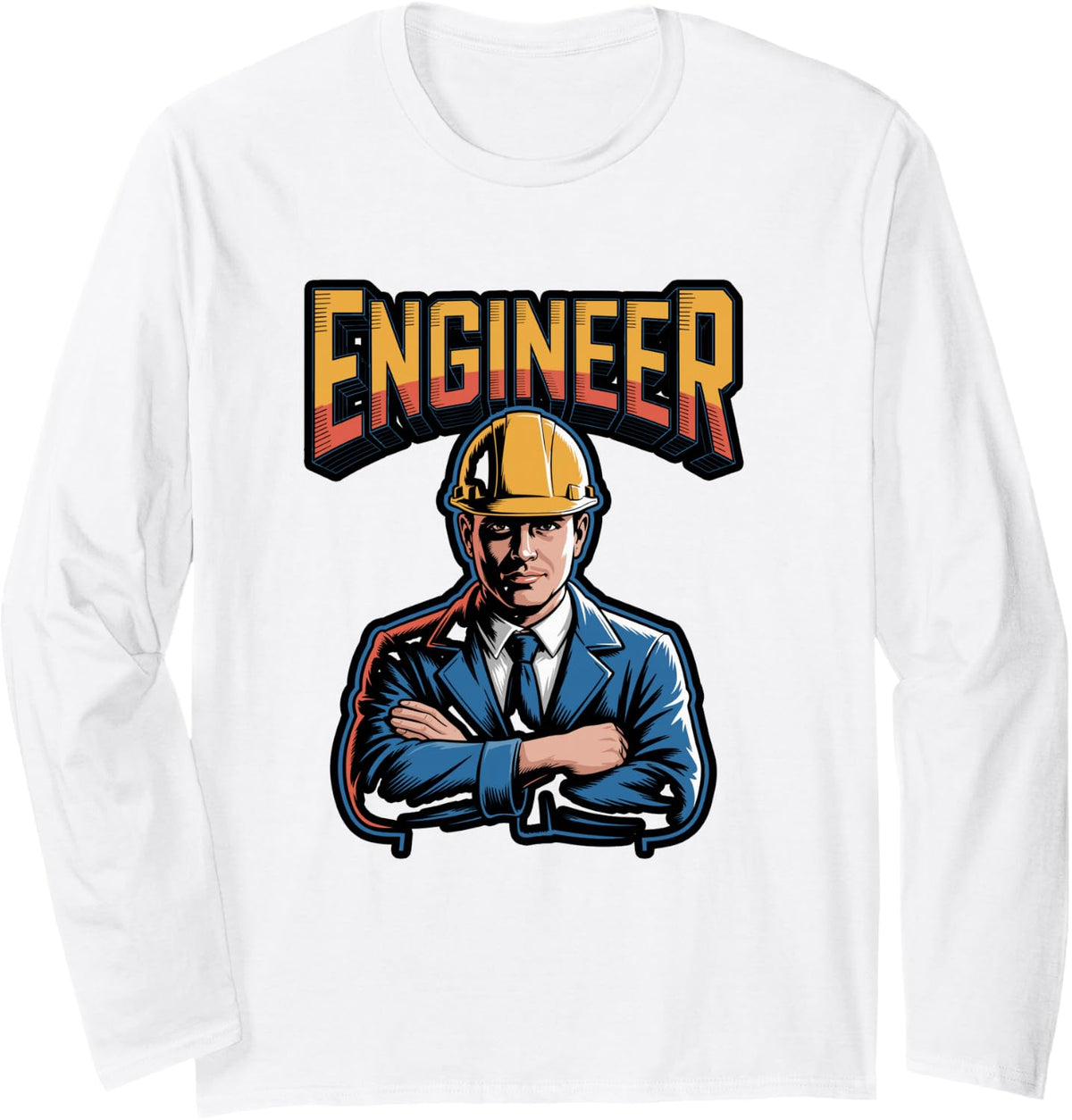 Engineer in Greek Letters STEM Nerd Humor Long Sleeve T-Shirt - Adult Unisex White