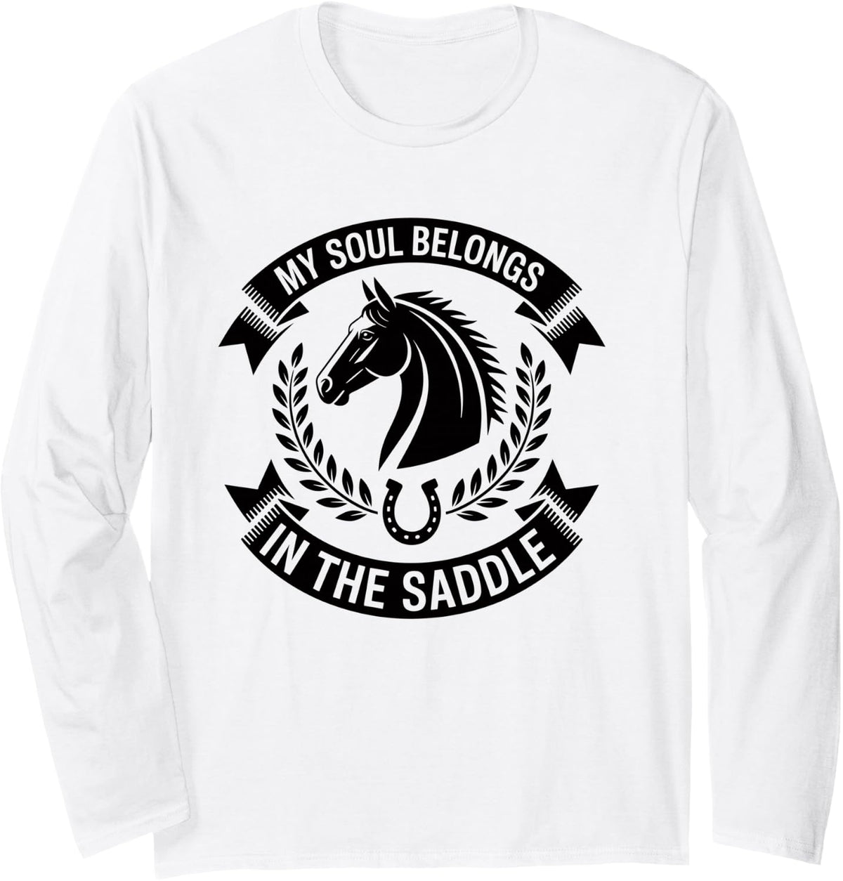 Funny Horseback Riding Equestrian Long Sleeve T-Shirt - Adult Unisex White