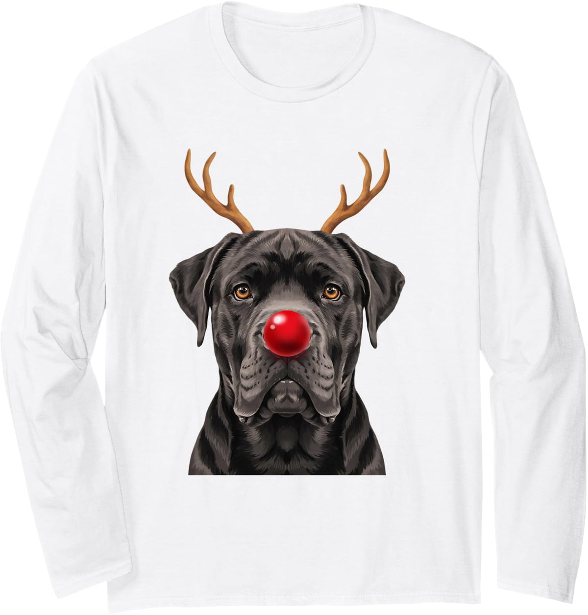 Cane Corso Christmas Reindeer Antlers Puppy Mom and Dad Long Sleeve T-Shirt - Adult Unisex White