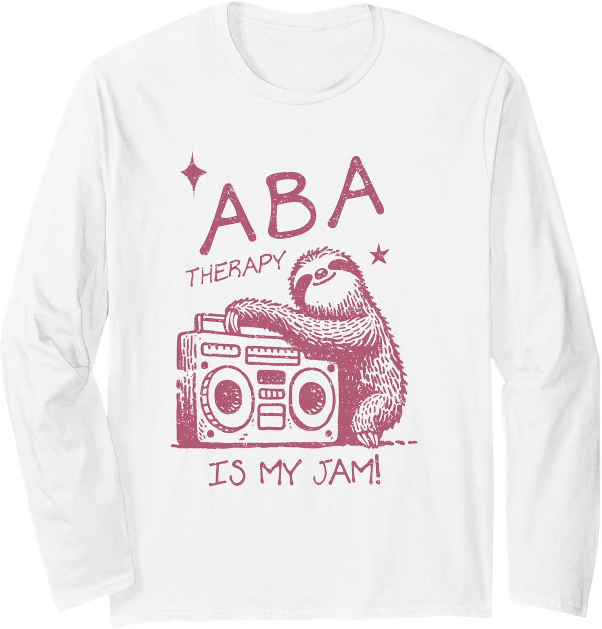 Cute Sloth Cassette ABA Therapy is My Jam Behavior Analyst Long Sleeve T-Shirt - Adult Unisex White