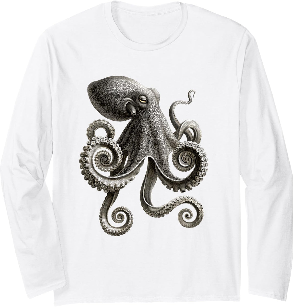 Octopus Octopoda Squid Sea Love Cute Octopus Long Sleeve T-Shirt - Adult Unisex White