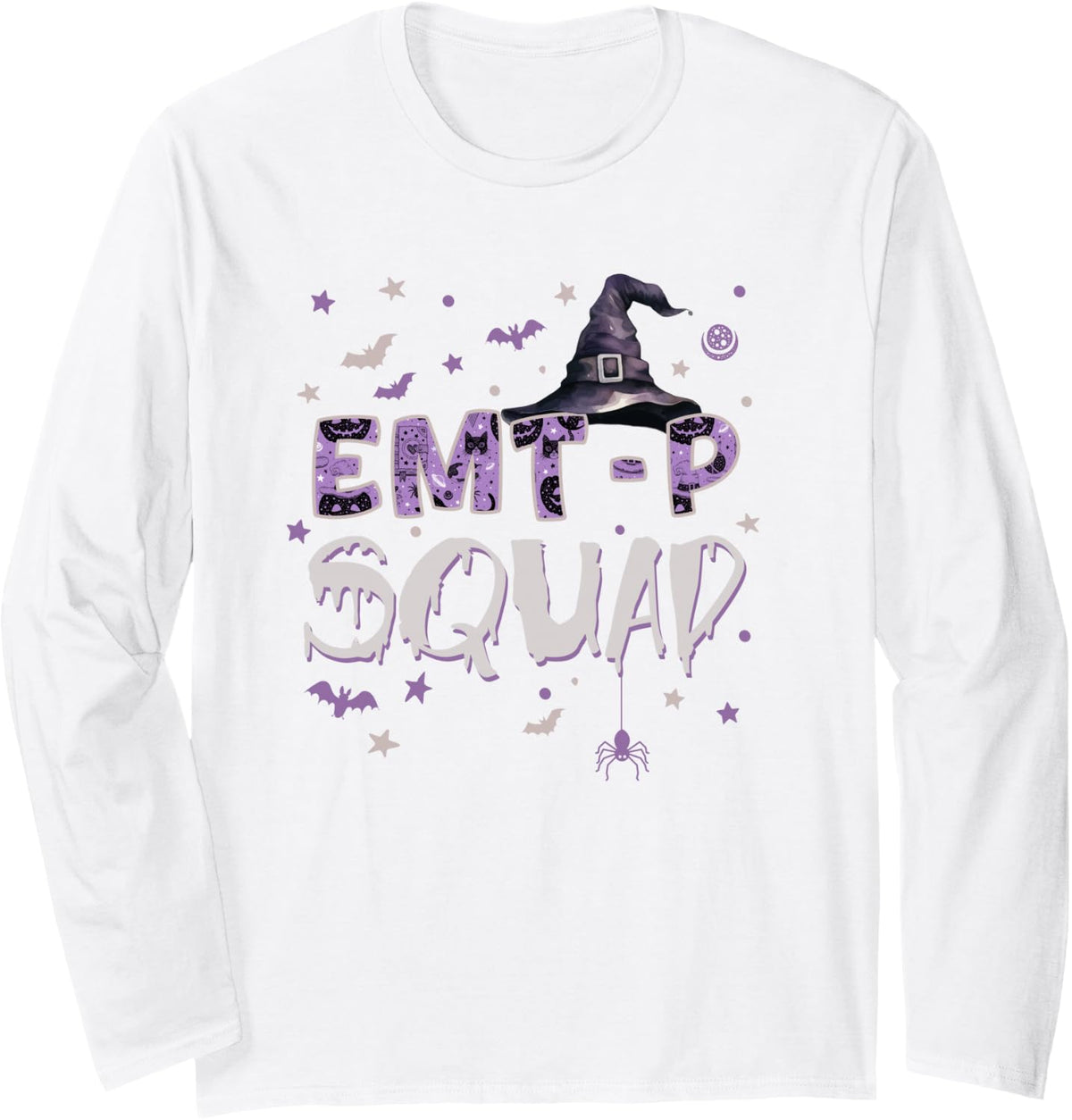 EMT-P Squad Halloween Fun Paramedic Witch Long Sleeve T-Shirt - Adult Unisex White