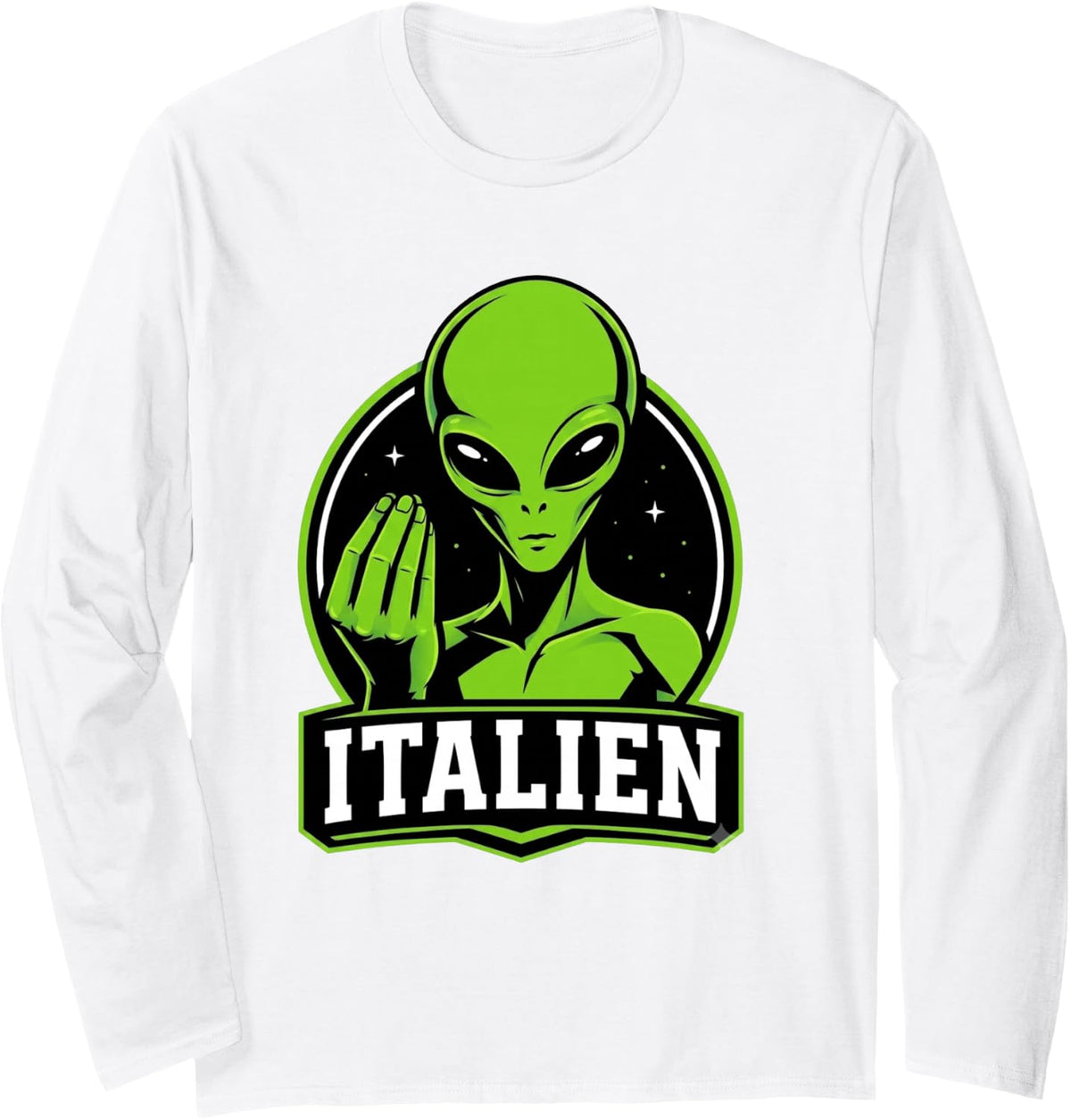 Italien Alien Italian Hand Gesture Sci Fi Long Sleeve T-Shirt - Adult Unisex White