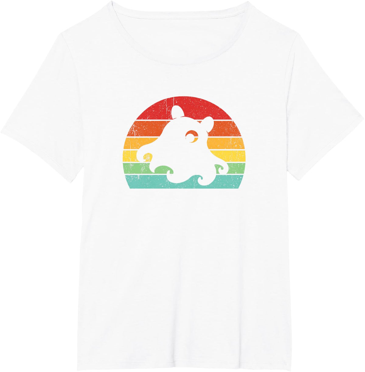 Retro Vintage Mens Womens Kawaii Dumbo Octopus T-Shirt - White