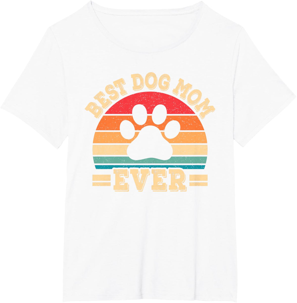 Best Dog Mom Ever Funny Dog Paw Mommy Mother Retro Dog Lover T-Shirt - White