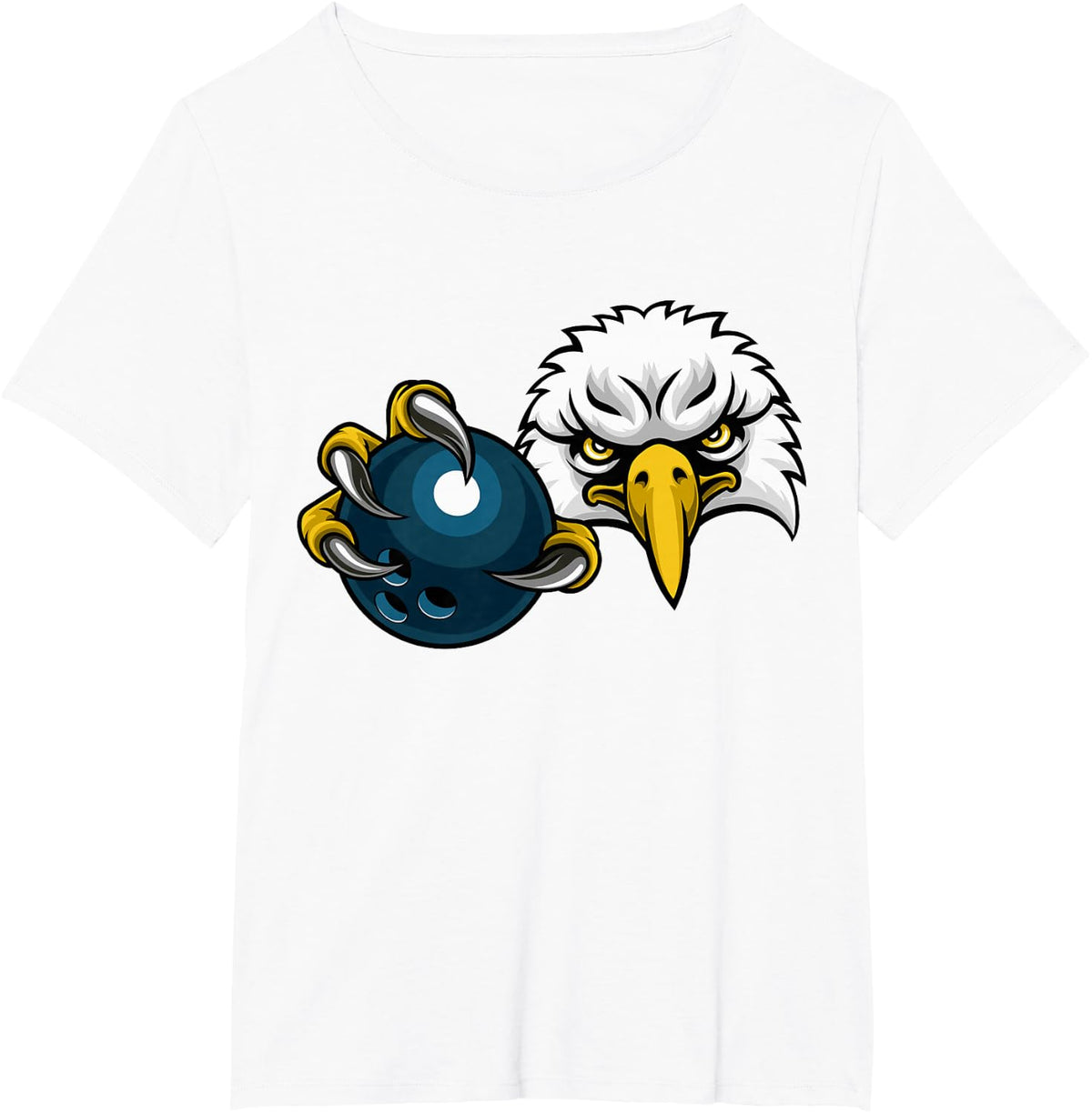 Eagle Hawk Bowling Ball Bald Eagles Cartoon Character T-Shirt - White