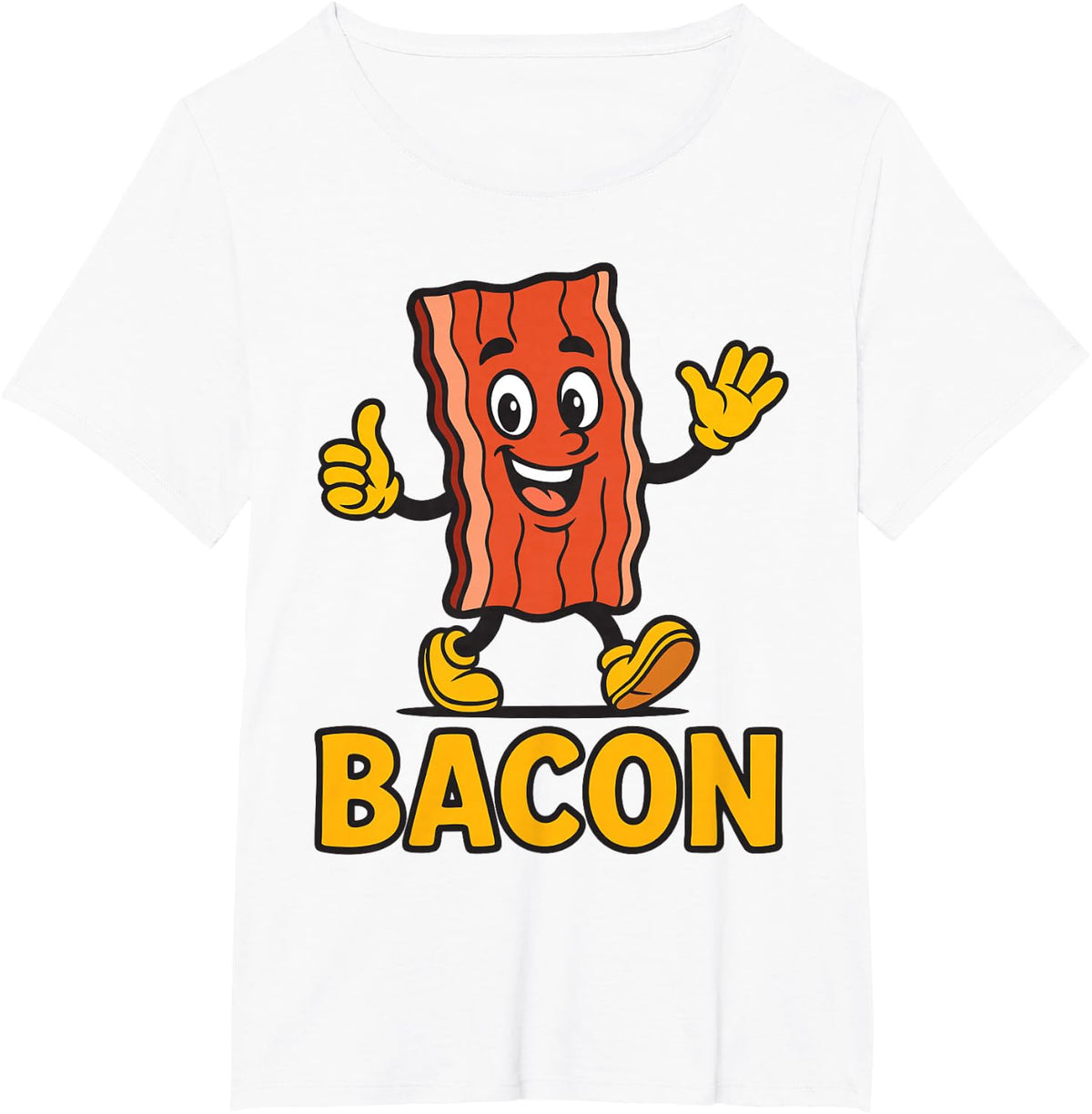 Funny Cute Bacon Mascot Breakfast Lover Morning Meal T-Shirt - White