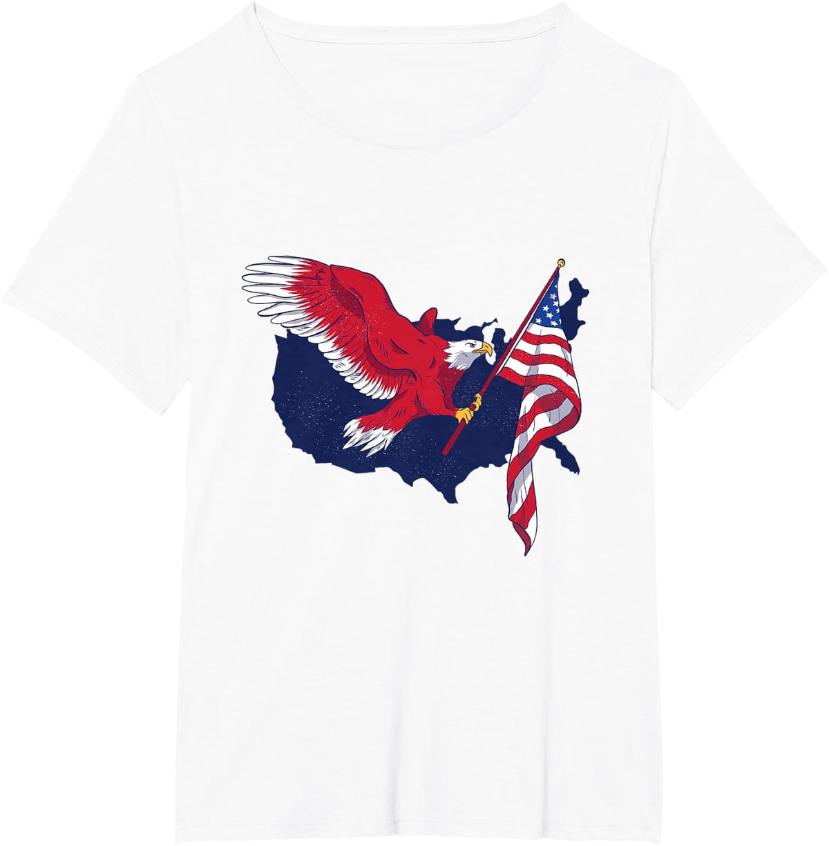 American Bald Eagle with Flag USA 4th of July Patriotic T-Shirt - White