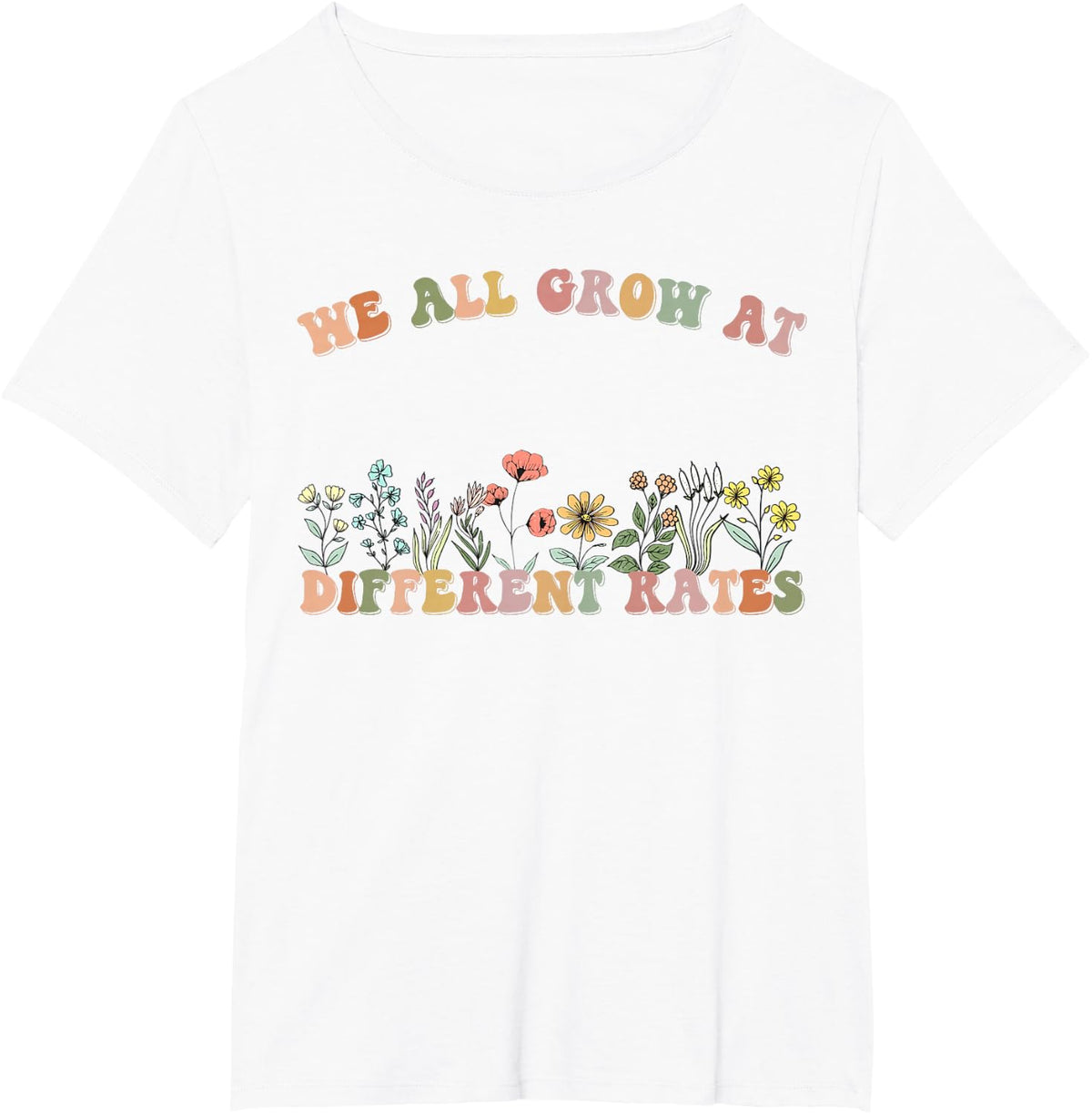 We All Grow At Different Rates SPED Teacher Retro Vintage T-Shirt - White