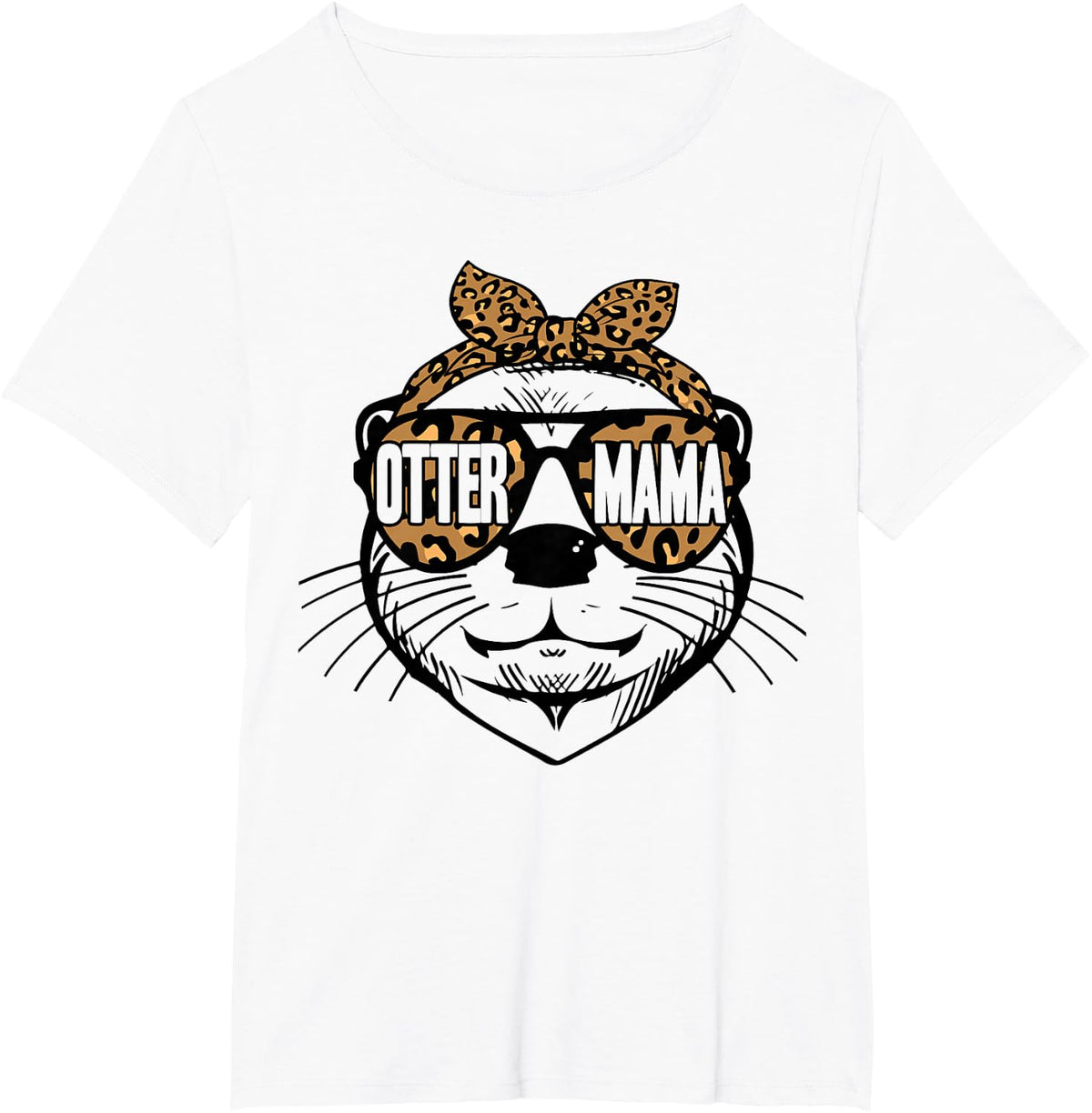 Womens Otter Mom Cute Leopard Otter Mama Mothers Day T-Shirt - White