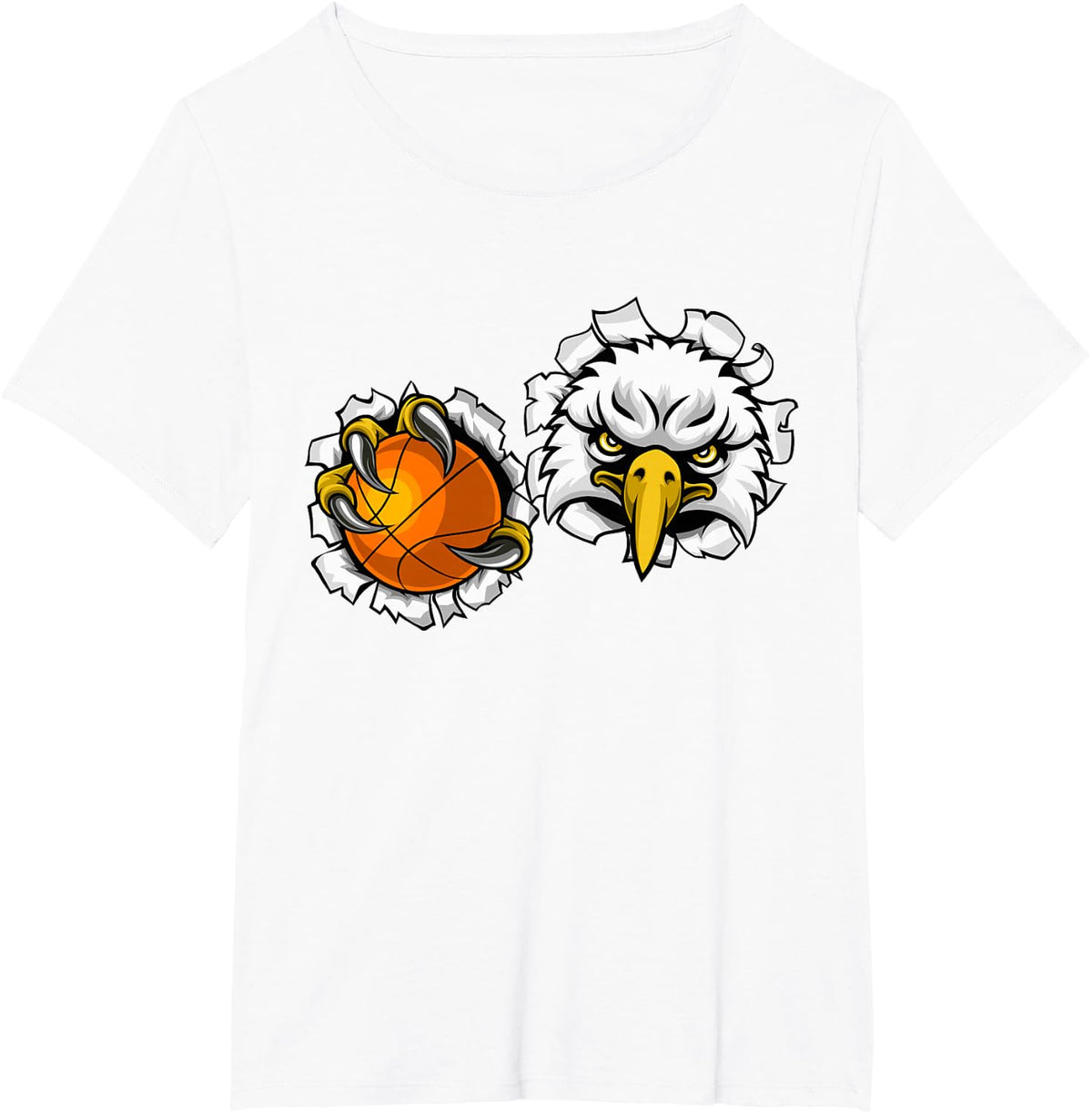 Eagle Hawk Basketball Ball Bald Eagles Cartoon Character T-Shirt - White