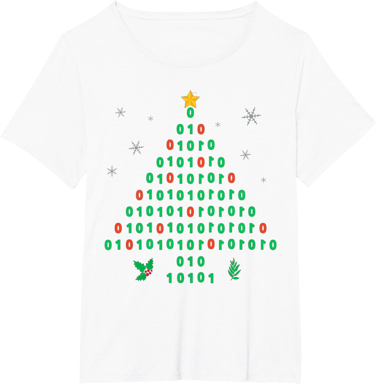 Christmas Programmer Coder (0,1) Tree, Computer Science Xmas T-Shirt - White