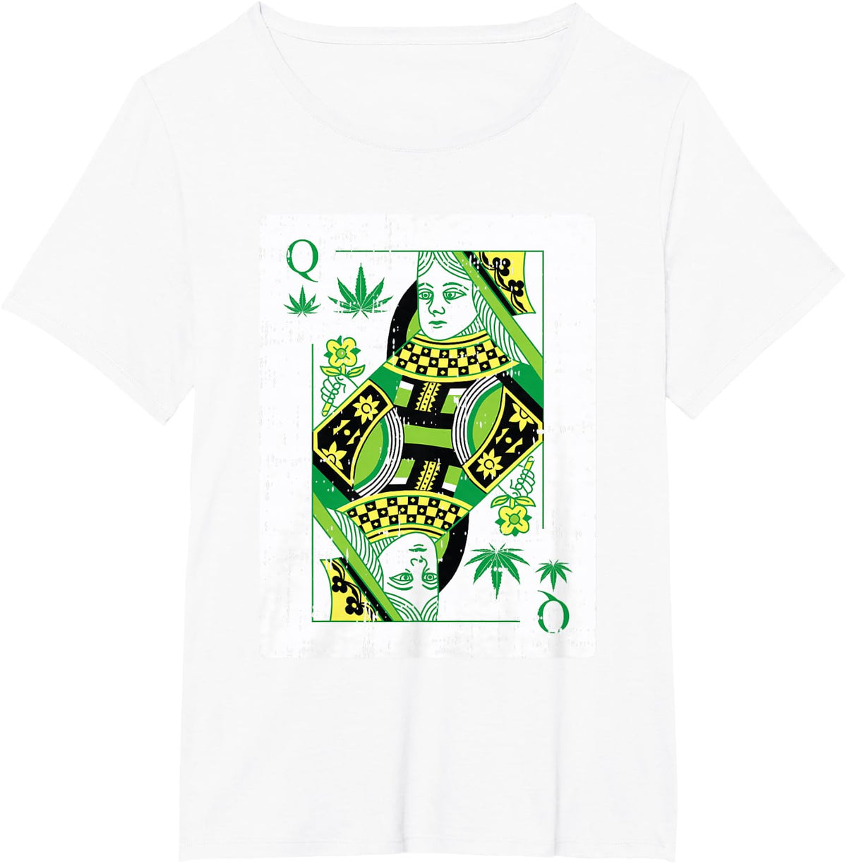 Queen Of Weed Playing Card Marijuana Cool Pot Smoker Gifts T-Shirt - White