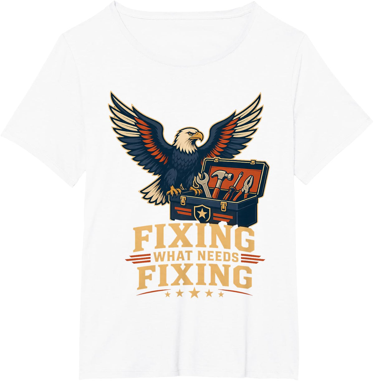 Bald Eagle Toolbox Fixing What Needs Fixing T-Shirt - White