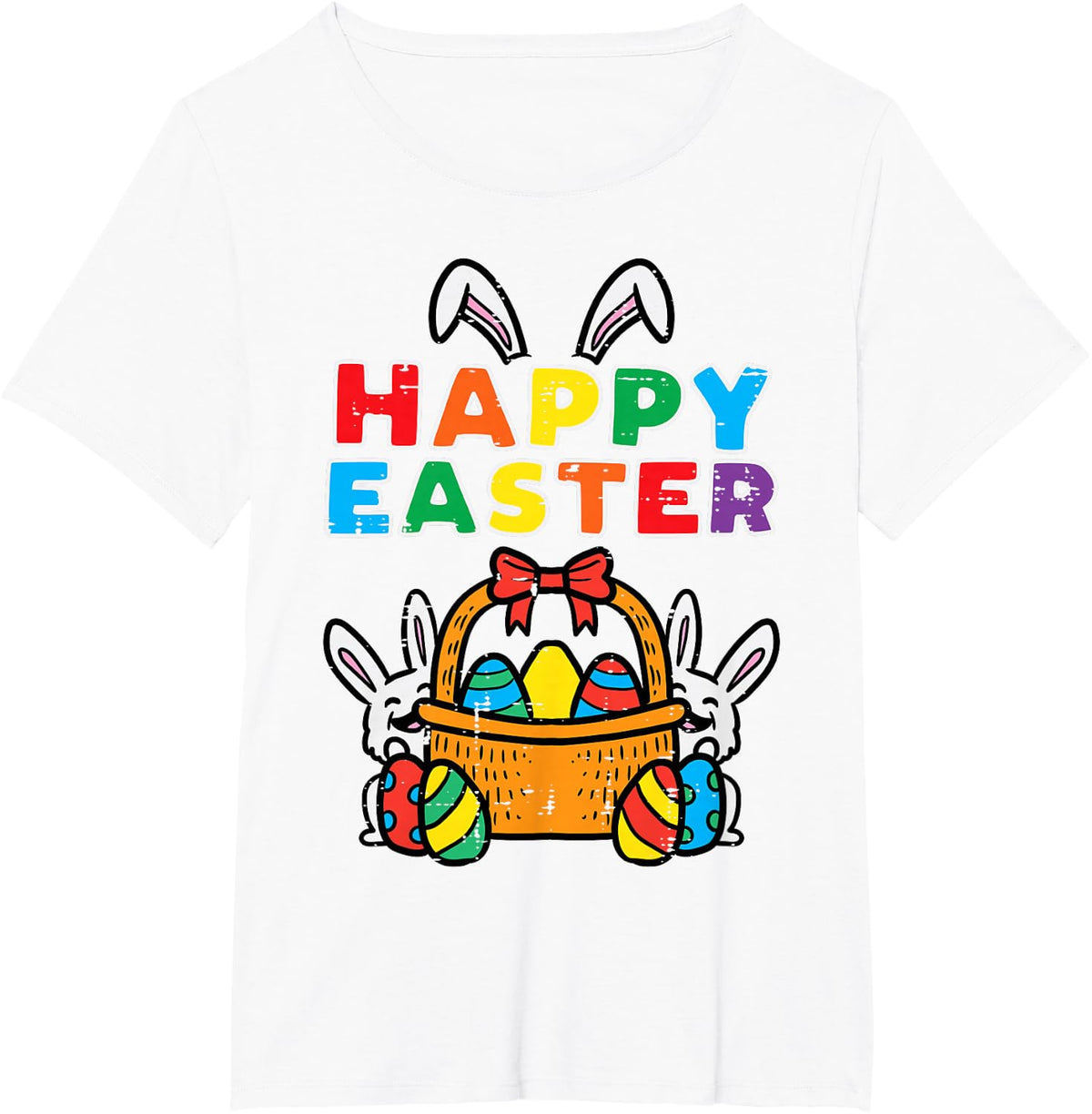 Happy Easter Bunny Eggs Basket Cute Rabbit Men Women Kids T-Shirt - White
