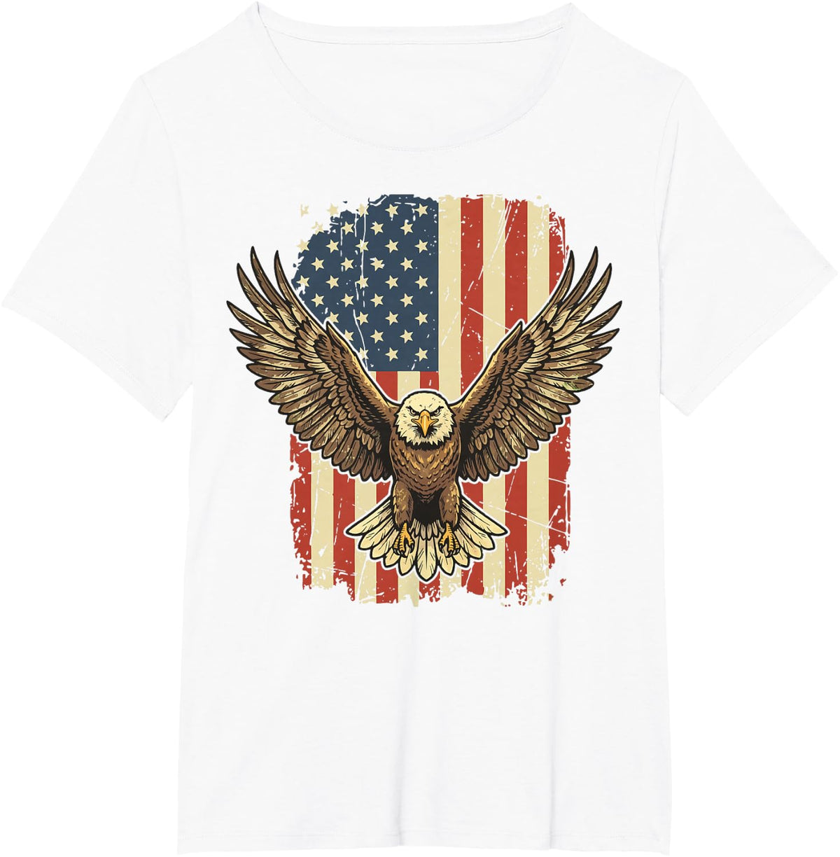 Bald Eagle US Flag T-Shirt - White