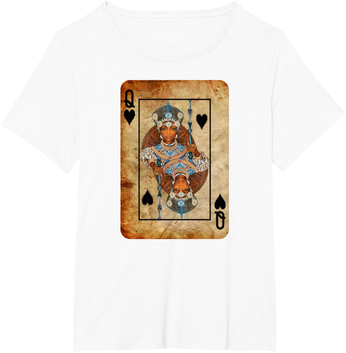 Black Queen Spade Playing Card - T-Shirt - Men Women Youth T-Shirt - White