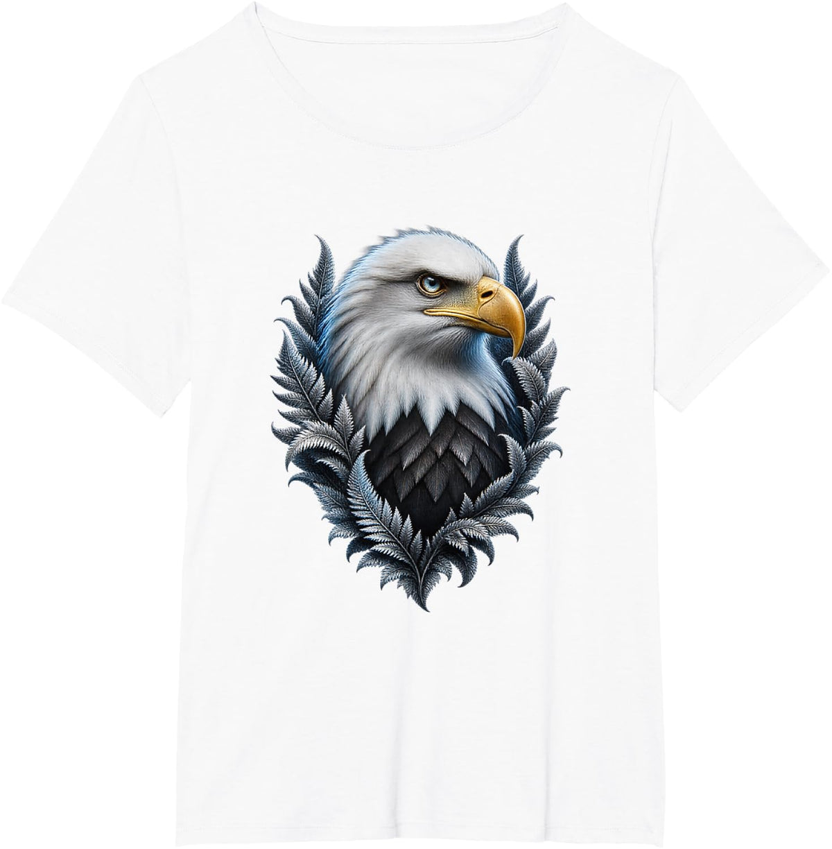 Bald Eagle with Pale Frost Ferns T-Shirt - White