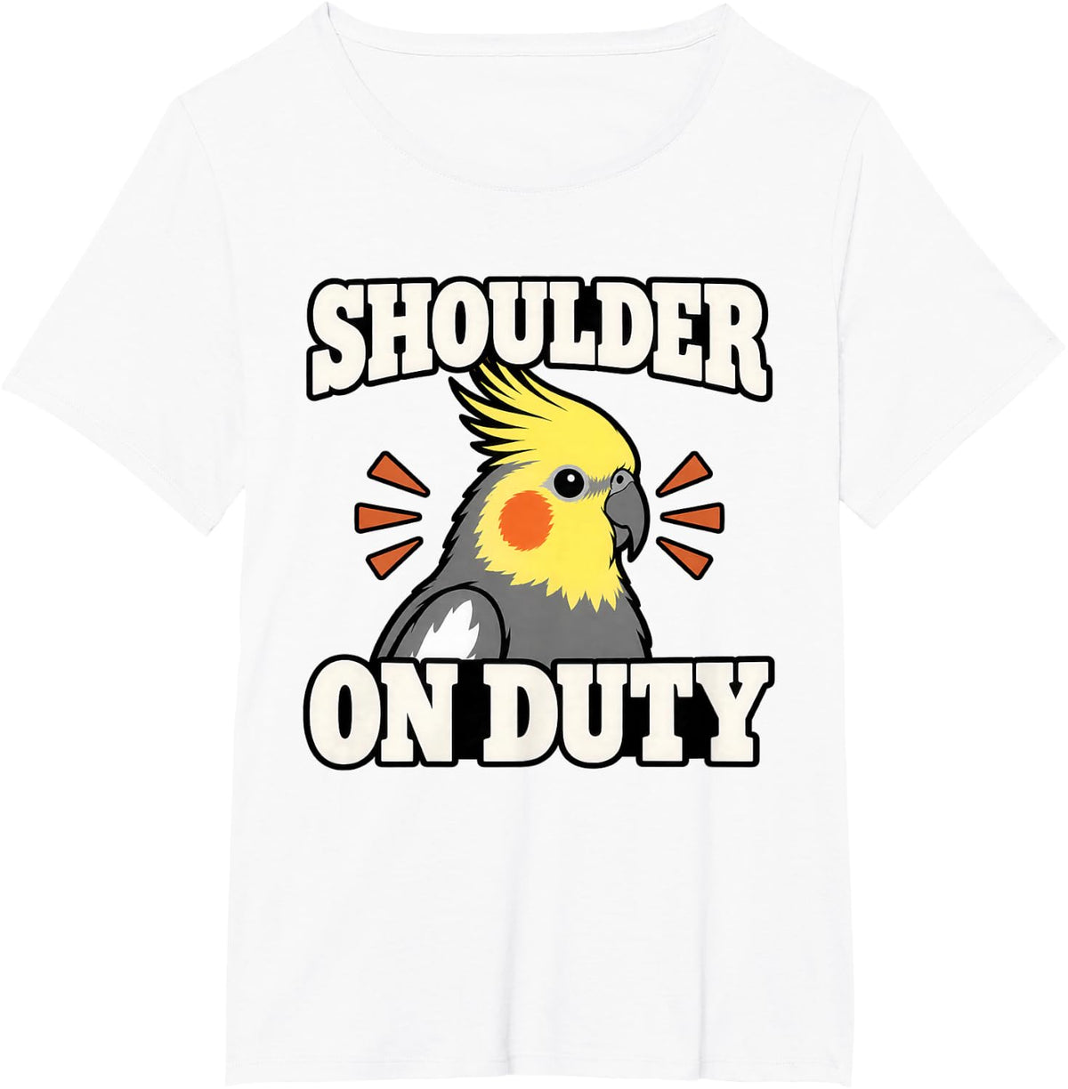 Cockatiel Shoulder Bird On Duty Aviary Fan Funny Parrot T-Shirt - White