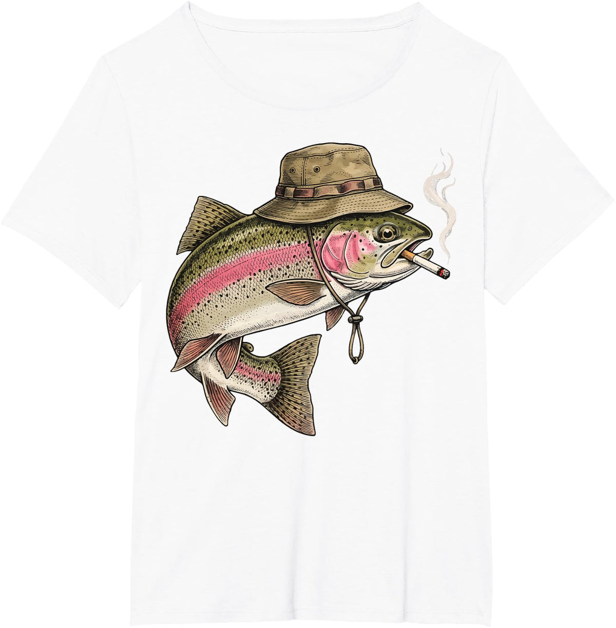 Trout Smoking Fishing T-Shirt - White