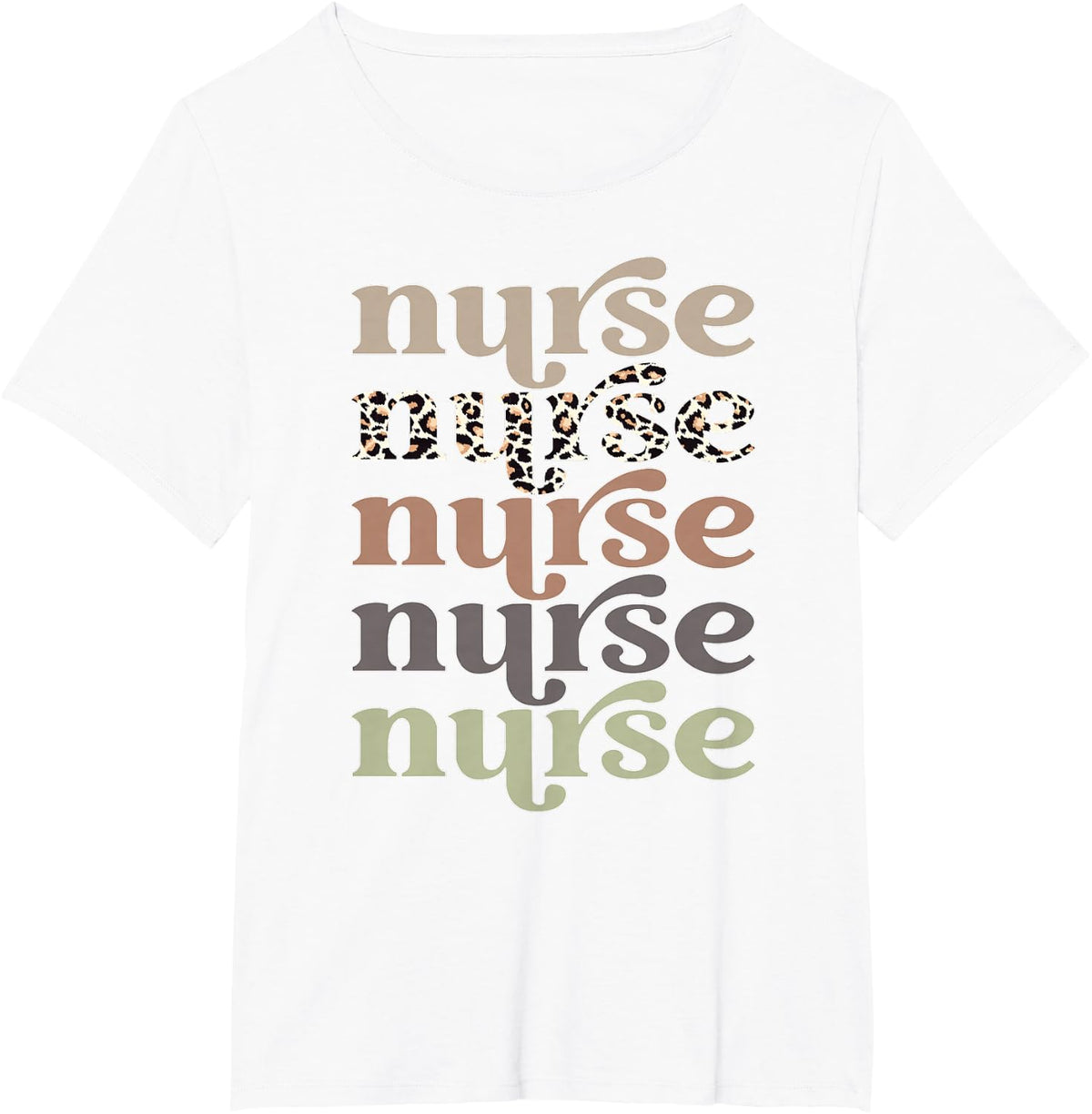Retro Leopard Nurse Life, Registered Nurse Tee Nurse's Day T-Shirt - White