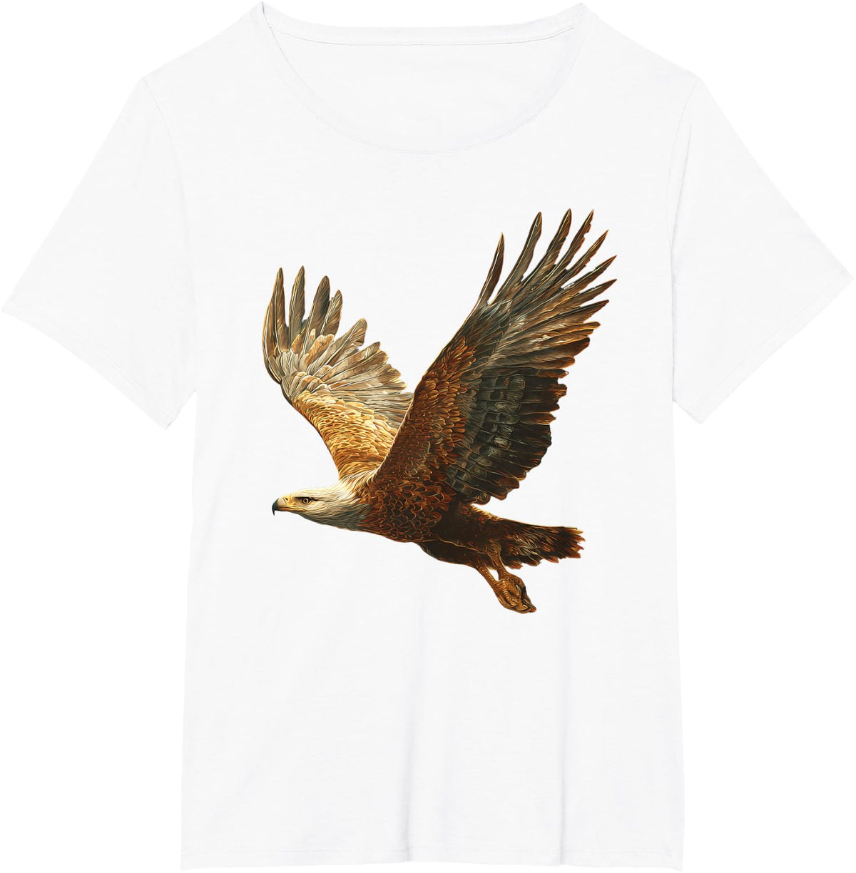Eagle Bird Lover Motif Wildlife Forest Animal Art Graphic T-Shirt - White